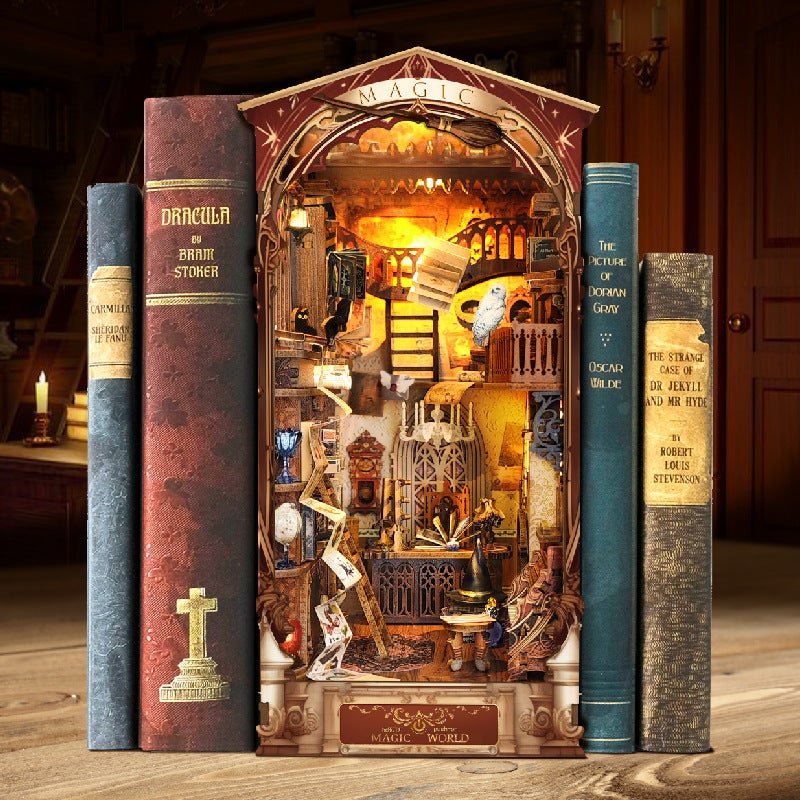 Magic World 3D Diy Cabin Handmade Assembled Book Stand Desktop Model Toy For Holiday Gifts - Image 1